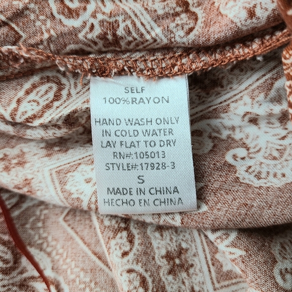 Savanna Jane Red Tan Bandana Embroidery Western Long Sleeve Blouse - Picture 11 of 12